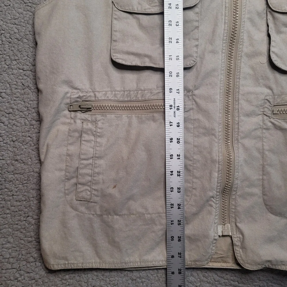 Vintage Banana Republic Vest XL Beige Khaki Utility Travel Safari Hooded Pockets